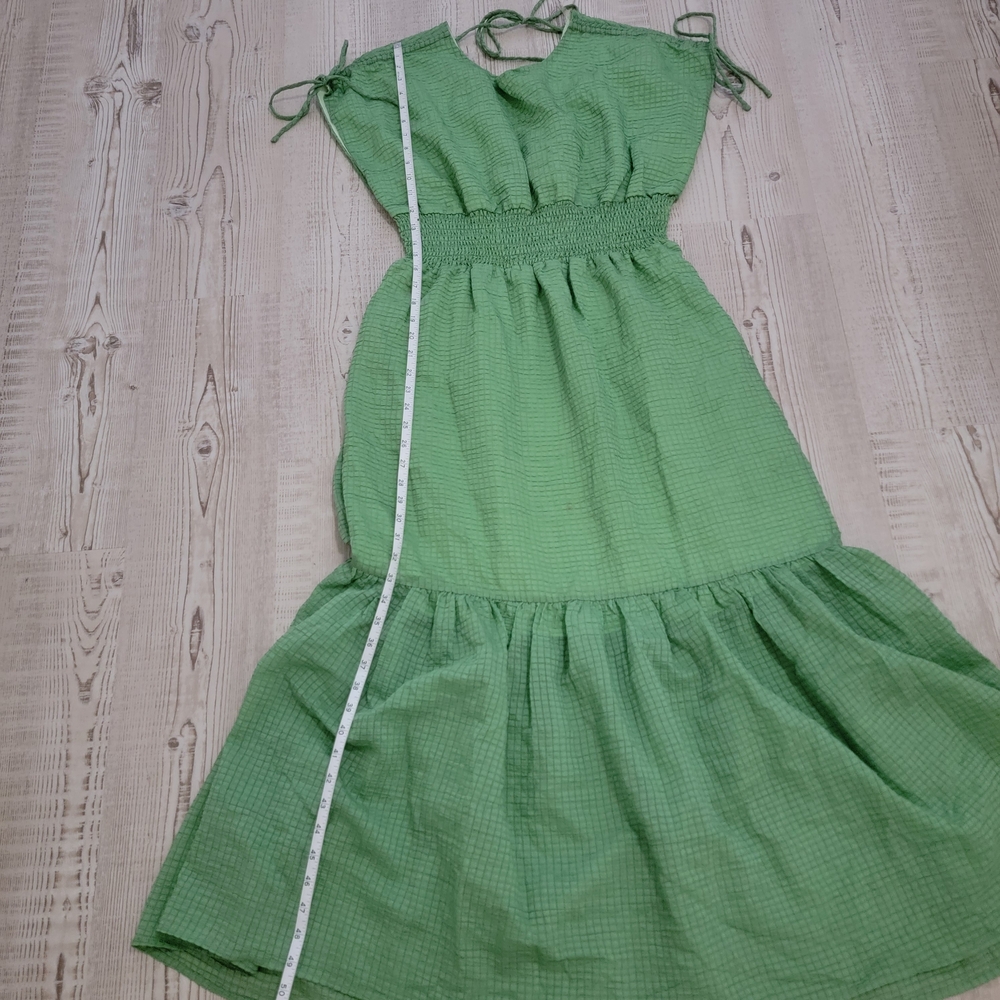 NWT Entro Green Gingham Maxi Dress Small Cottagecore Prairie - Picture 4 of 10